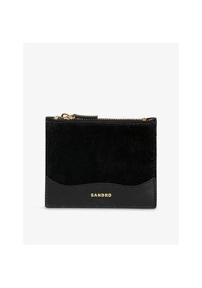 Womens Sandro Logo-Embossed Leather Card Holder