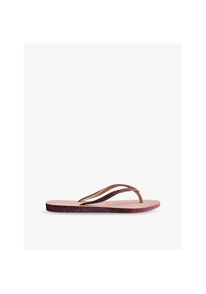 Womens Havaianas Slim Sparkle II Rubber Flip Flops