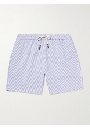 Hartford - Slim-Fit Mid-Length Striped Seersucker Swim Shorts - Men - Blue - S