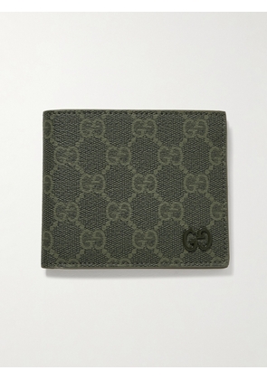 Gucci - GG Supreme Monogrammed Coated-Canvas and Leather Billfold Wallet - Men - Gray