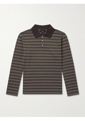 A.P.C. - Striped Organic Cotton-Jersey Polo Shirt - Men - Brown - S