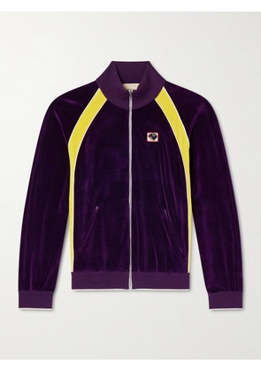 Valentino Garavani - Appliquéd Cotton-Blend Velvet Track Jacket - Men - Purple - S