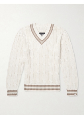 Rag & Bone - Tristan Striped Cable-Knit Cotton Sweater - Men - White - S