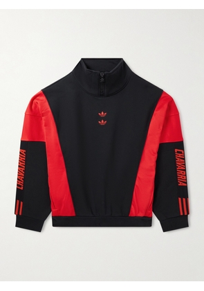 adidas Originals - Willy Chavarria Watsonville Embellished Cotton-Blend Jersey Half-Zip Sweatshirt - Men - Black - XS