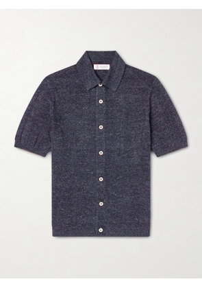 Brunello Cucinelli - Linen and Cotton-Blend Polo Shirt - Men - Blue - IT 44