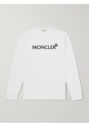 Moncler - Logo-Flocked Cotton-Jersey T-Shirt - Men - White - S