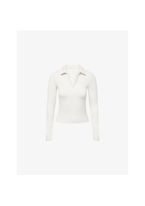 Womens We Are Tala Dayflex Long-Sleeve Stretch-Woven Polo Top