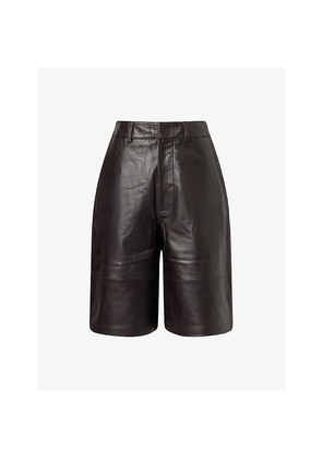 Womens The Frankie Shop Olivia Relaxed-Fit Leather Bermuda Shorts