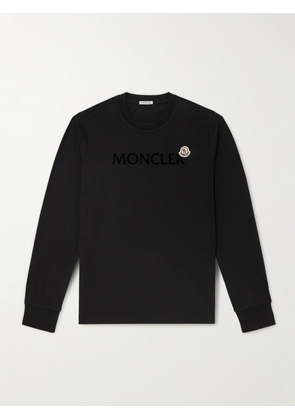 Moncler - Logo-Flocked Cotton-Jersey T-Shirt - Men - Black - S