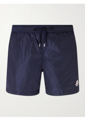 Moncler - Slim-Fit Mid-Length Logo-Appliquéd Swim Shorts - Men - Blue - S