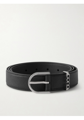 Gucci - 4cm Logo-Embellished Cross-Grain Leather Belt - Men - Black - EU 85