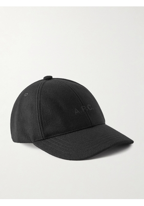 A.P.C. - Charlie Logo-Embroidered Wool-Blend Baseball Cap - Men - Black - 54