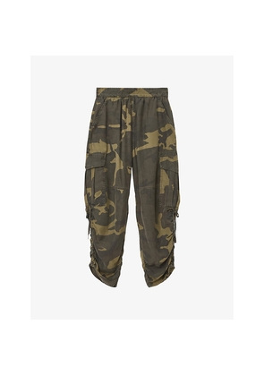 Womens Allsaints Kaye Camouflage-Print Tapered-Leg High-Rise Lyocell Trousers