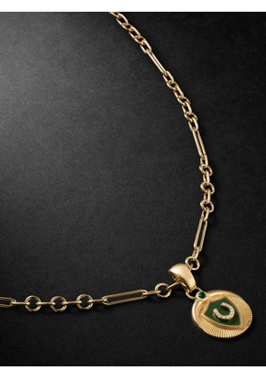Foundrae - 18-Karat Gold, Enamel, Emerald and Diamond Necklace - Men - Gold