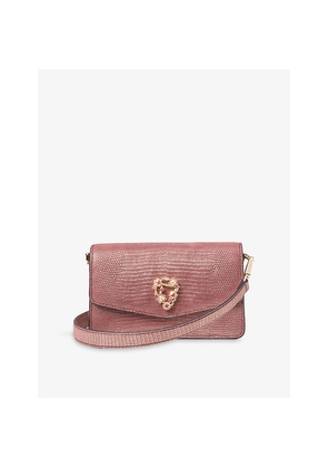 Womens Aspinal Of London Eliza Lizard-Embossed Leather Clutch Bag