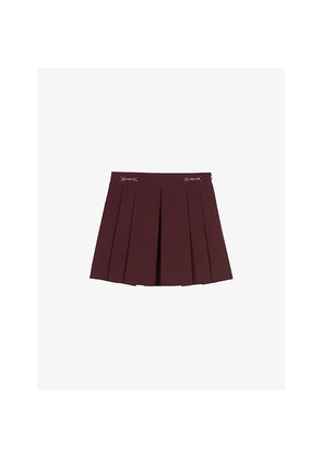 Womens Maje Pleated Clover-Chain Stretch Wool-Blend Mini Skirt
