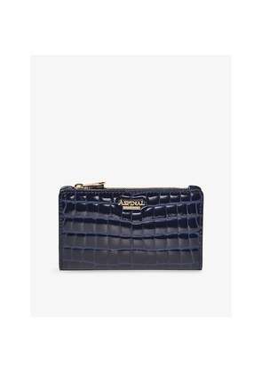 Womens Aspinal Of London Mayfair Small Crocodile-Embossed Leather Coin and Card Wallet