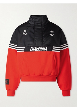 adidas Originals - Willy Chavarria Oversized Embellished Recycled-Shell and Cotton-Blend Jersey Half-Zip Sweatshirt - Men - Red - S
