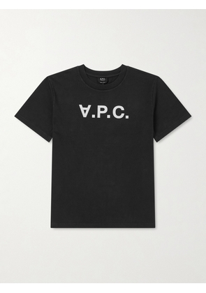 A.P.C. - Standard Grand VPC Logo-Flocked Organic Cotton-Jersey T-Shirt - Men - Black - XS