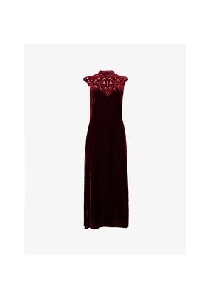 Womens Me And Em Embroidered Sleeveless Woven Midi Dress