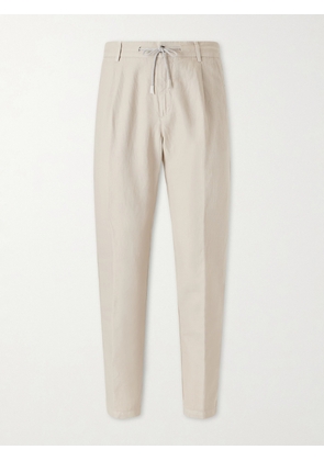 Eleventy - Straight-Leg Cotton and Linen-Blend Drawstring Trousers - Men - Neutrals - UK/US 28