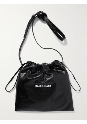 Balenciaga - Shopper Cracked-Leather Pouch - Men - Black
