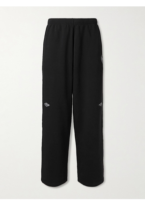 Balenciaga - Wide-Leg Logo-Print Appliquéd Cotton-Jersey Sweatpants - Men - Black - M