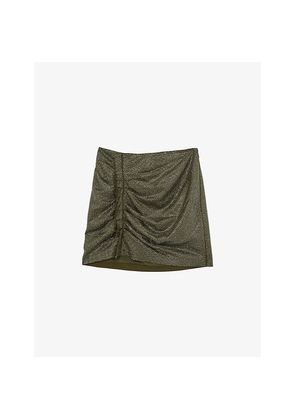 Womens Reiss Jules Metallic Side-Ruched Woven Mini Skirt