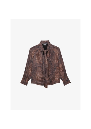 Womens Reiss Naomi Animal-Print Woven Blouse