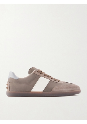 Tod's - Tabs Suede and Leather-Trimmed Nubuck Sneakers - Men - Brown - UK 7
