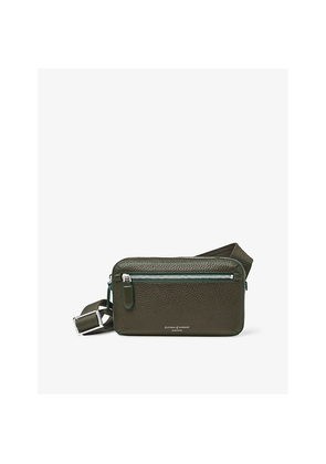 Mens Aspinal Of London Reporter Compact Grained-Leather Messenger Bag