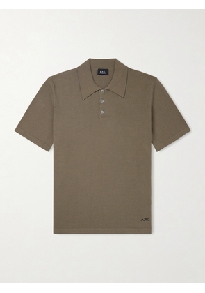 A.P.C. - Logo-Intarsia Cotton Polo Shirt - Men - Green - S