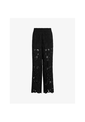 Womens Allsaints Charli Lace-Embroidered Elasticated-Waist Woven Trousers