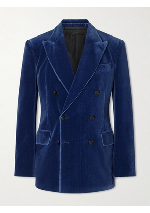 TOM FORD - Cotton-Velvet Tuxedo Jacket - Men - Blue - IT 46