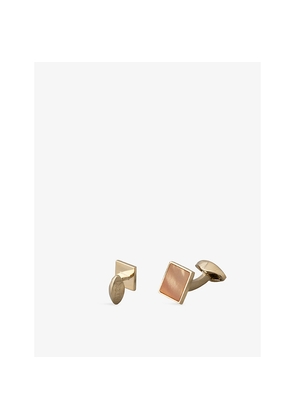 Mens Eton Square Brass and Mother Of Pearl Cufflinks