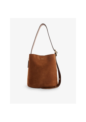 Womens Coach Bleecker Foil-Print Logo Leather-Suede Bucket Bag