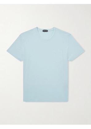 TOM FORD - Cotton and Silk-Blend Jersey T-Shirt - Men - Blue - IT 44