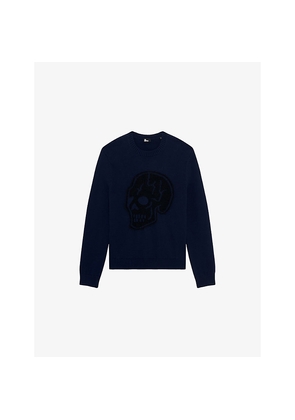 Mens The Kooples Crewneck Skull-Print Cotton Jumper