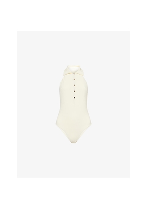 Womens Taller Marmo Club Collared Swimsuit