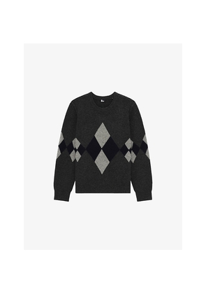 Mens The Kooples Diamond-Pattern Knitted Wool Jumper