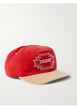 Cherry Los Angeles - Navajo Suede-Trimmed Logo-Embroidered Twill Baseball Cap - Men - Red
