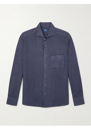 FEDELI - Phil Cutaway-Collar Linen Shirt - Men - Blue - EU 38