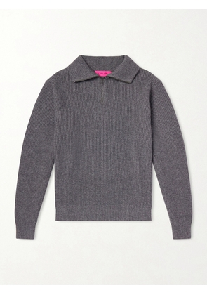 The Elder Statesman - Clemente Ribbed Cashmere Half-Zip Sweater - Men - Gray - S