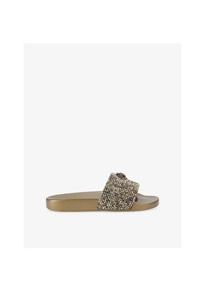 Womens Kurt Geiger London Meena Eagle Crystal-Embellished Rubber Slides