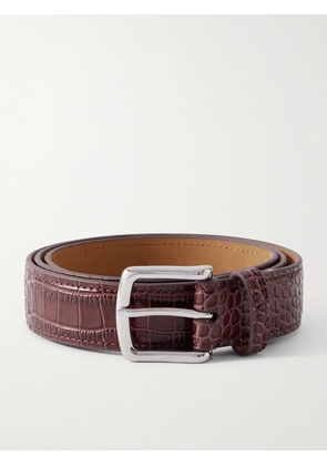 George Cleverley - 3cm Croc-Effect Leather Belt - Men - Brown - UK/US 30