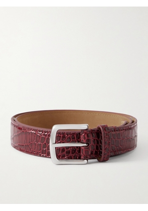 George Cleverley - 3cm Croc-Effect Leather Belt - Men - Burgundy - UK/US 32