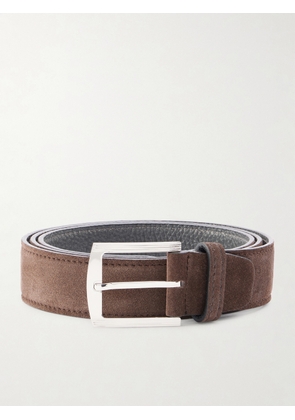 Kiton - 3.5cm Suede Belt - Men - Brown
