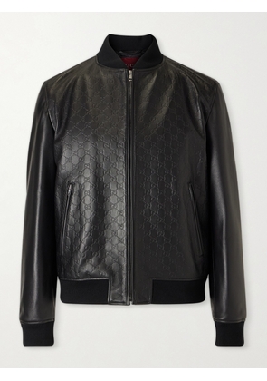 Gucci - Logo-Debossed Padded Leather Bomber Jacket - Men - Black - IT 46