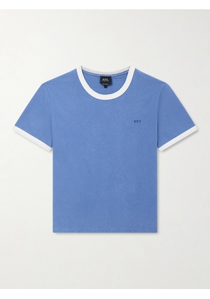 A.P.C. - Logo-Embroidered Cotton-Jersey T-Shirt - Men - Blue - XS