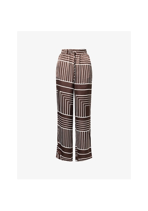 Womens 4th & Reckless Amira Graphic-Pattern Satin Trousers